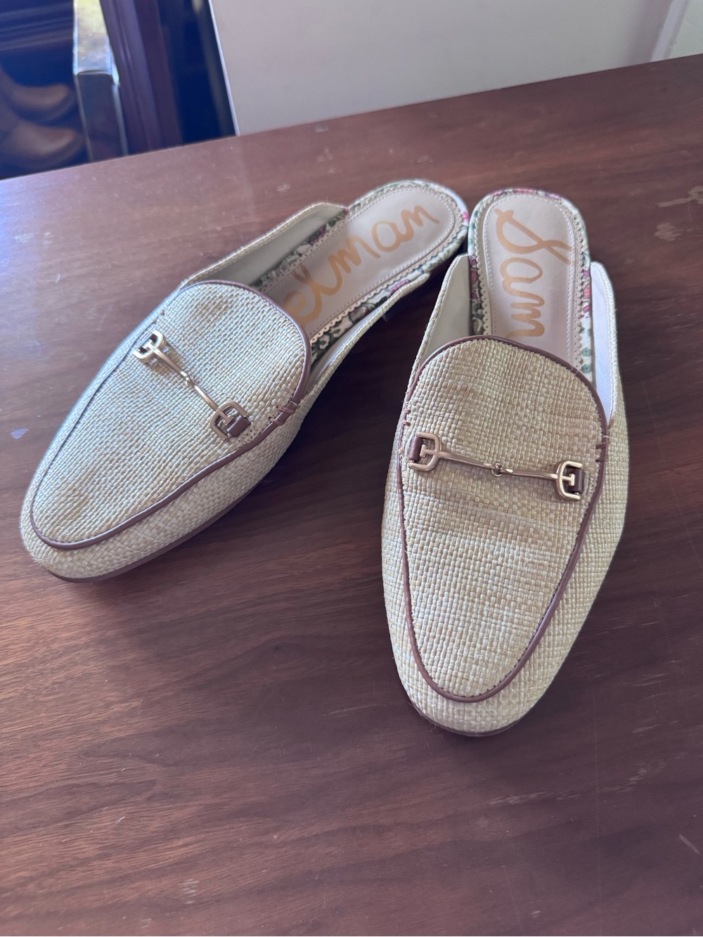 Sam Edelman Linnie Bit Beechwood Weave Mules size 8.5